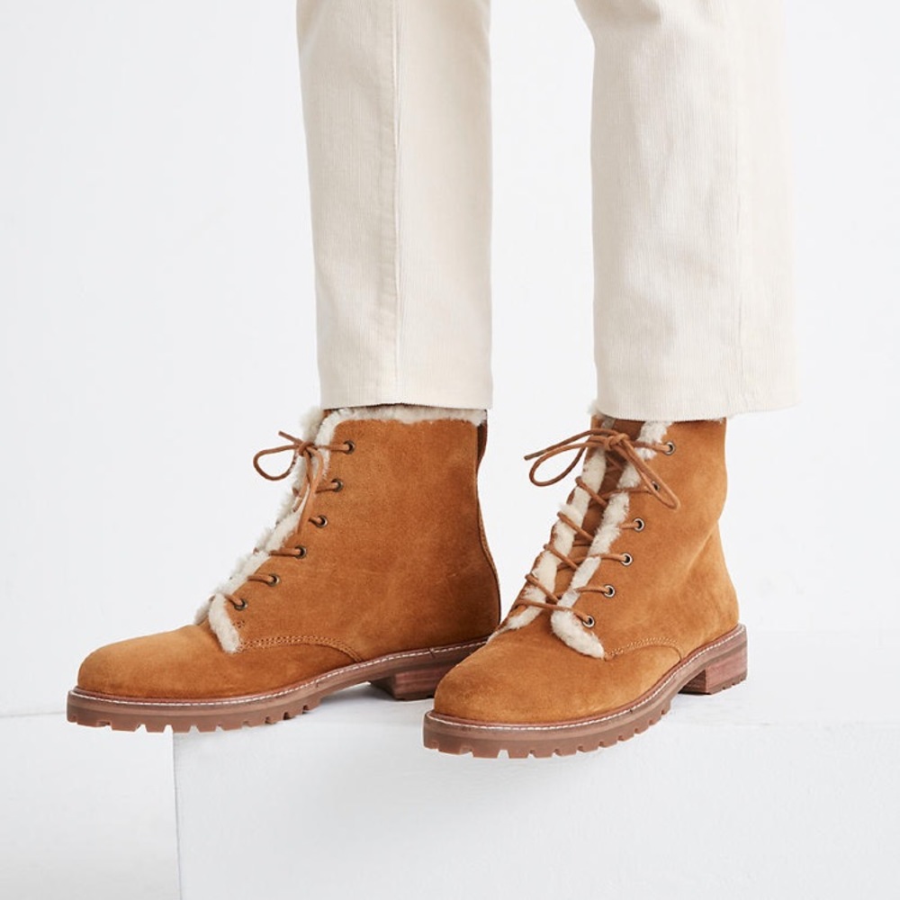 Madewell Clair Lace-Up Shearling Boot